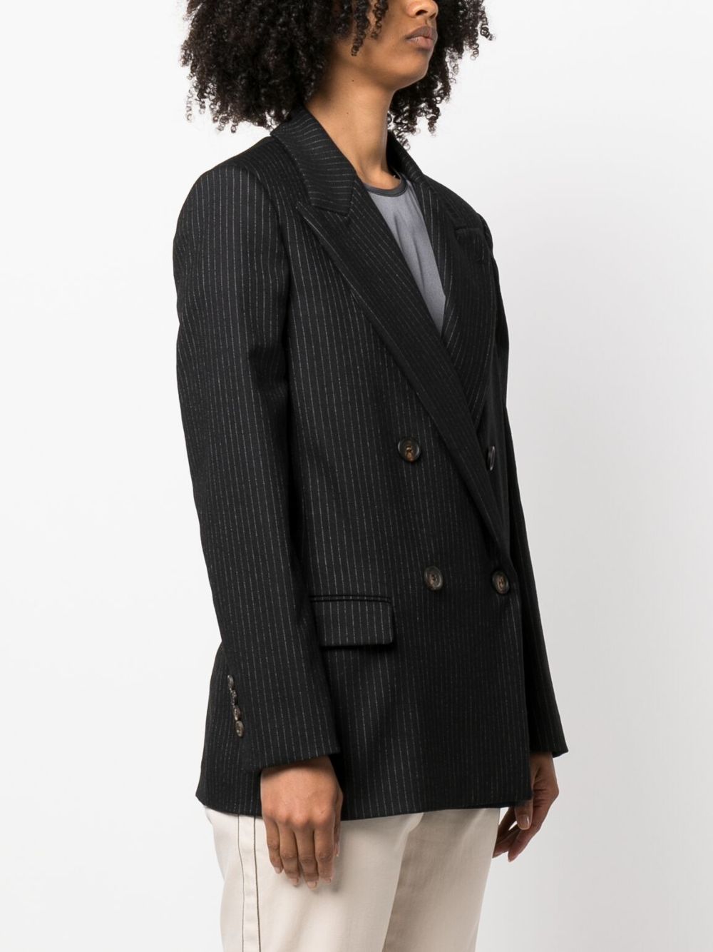 Shop Brunello Cucinelli Double-breasted Wool Blazer In Black