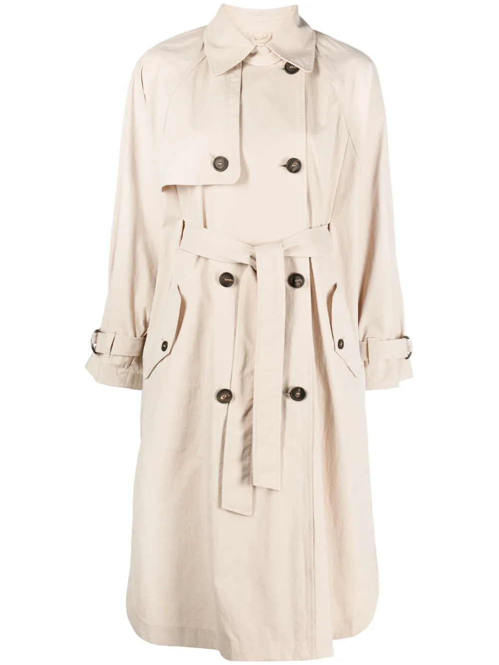 Shop Brunello Cucinelli Buttoned Trench Coat In Neutrals