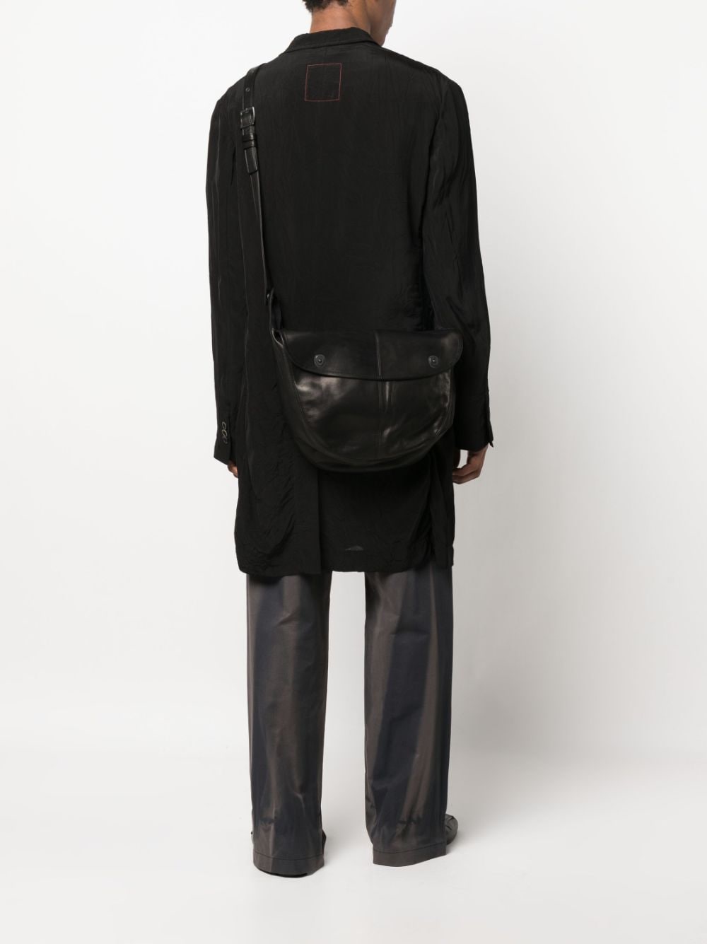 Yohji Yamamoto Leren crossbodytas - Zwart