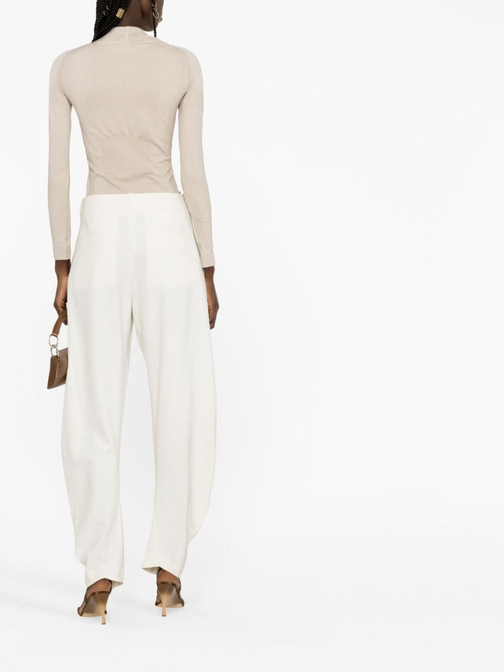 Shop Off-white Curved-leg Trousers In Nude