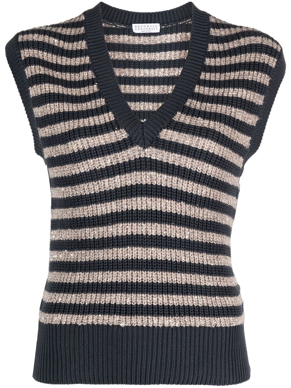 Brunello Cucinelli Striped Knitted Vest In Multicolor