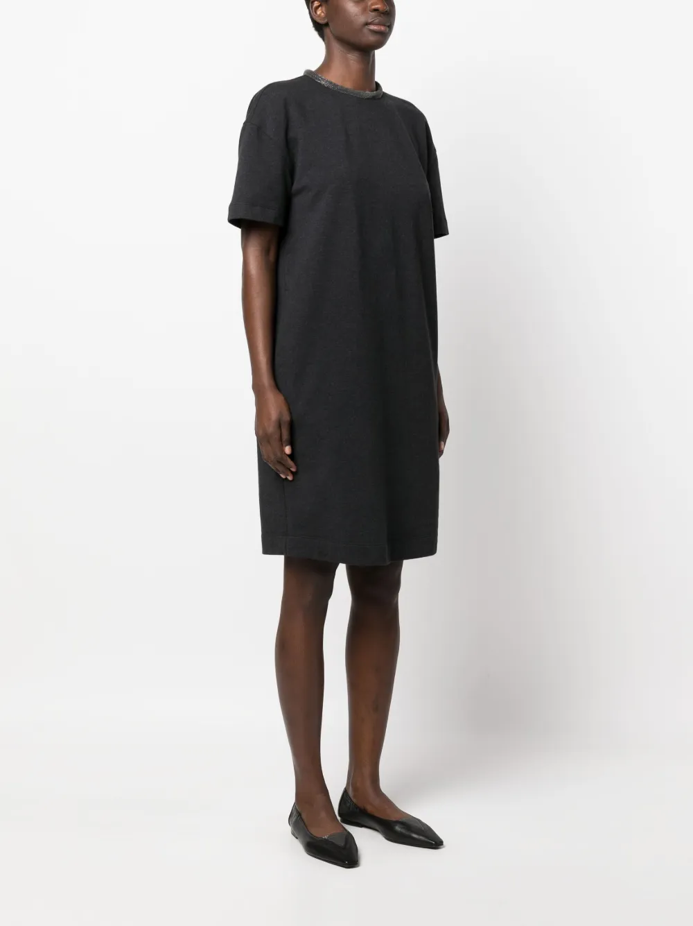 Brunello Cucinelli Monili Bead-embellished T-shirt Dress In Black