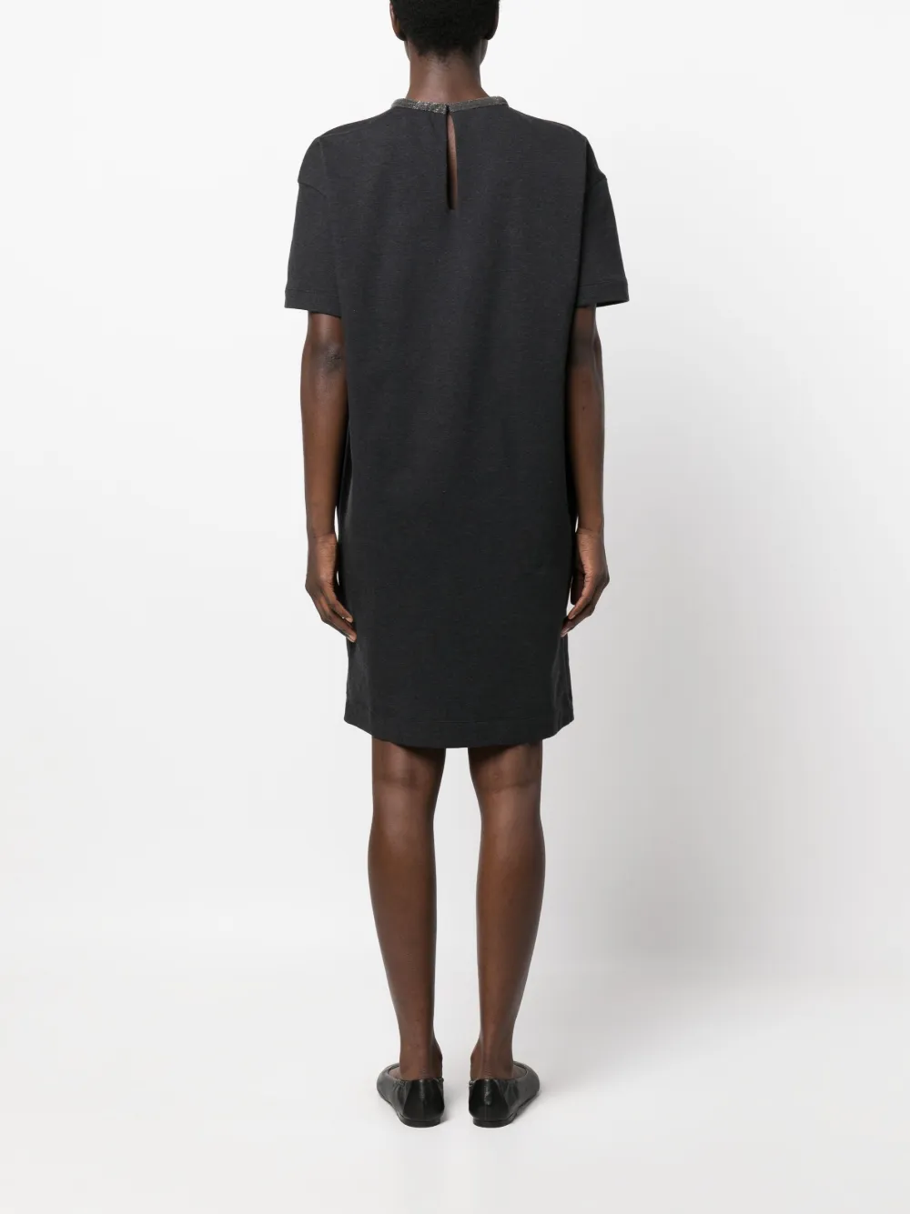 Brunello Cucinelli Monili Bead-embellished T-shirt Dress In Black
