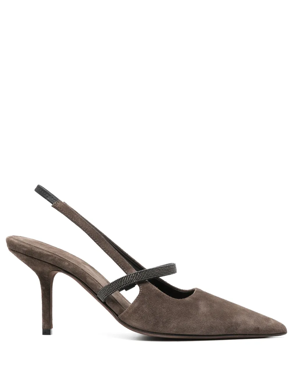 Brunello Cucinelli Monili-chain Slingback Pumps In Brown