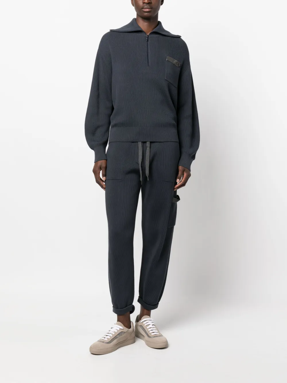 Brunello Cucinelli Trui met rits - Blauw