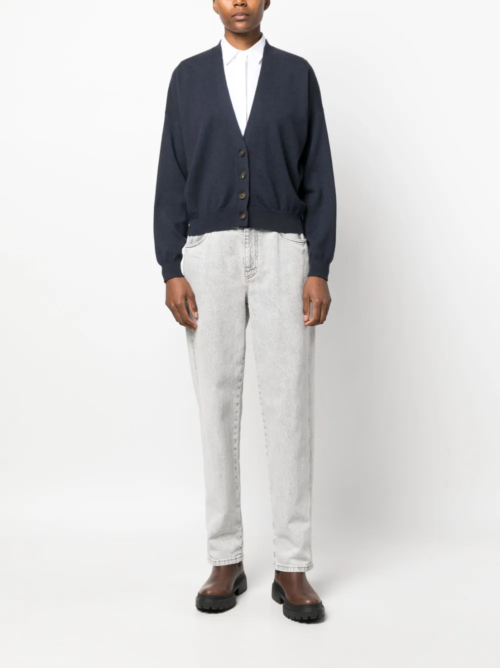 Brunello Cucinelli cashmere V-neck cardigan - Blauw