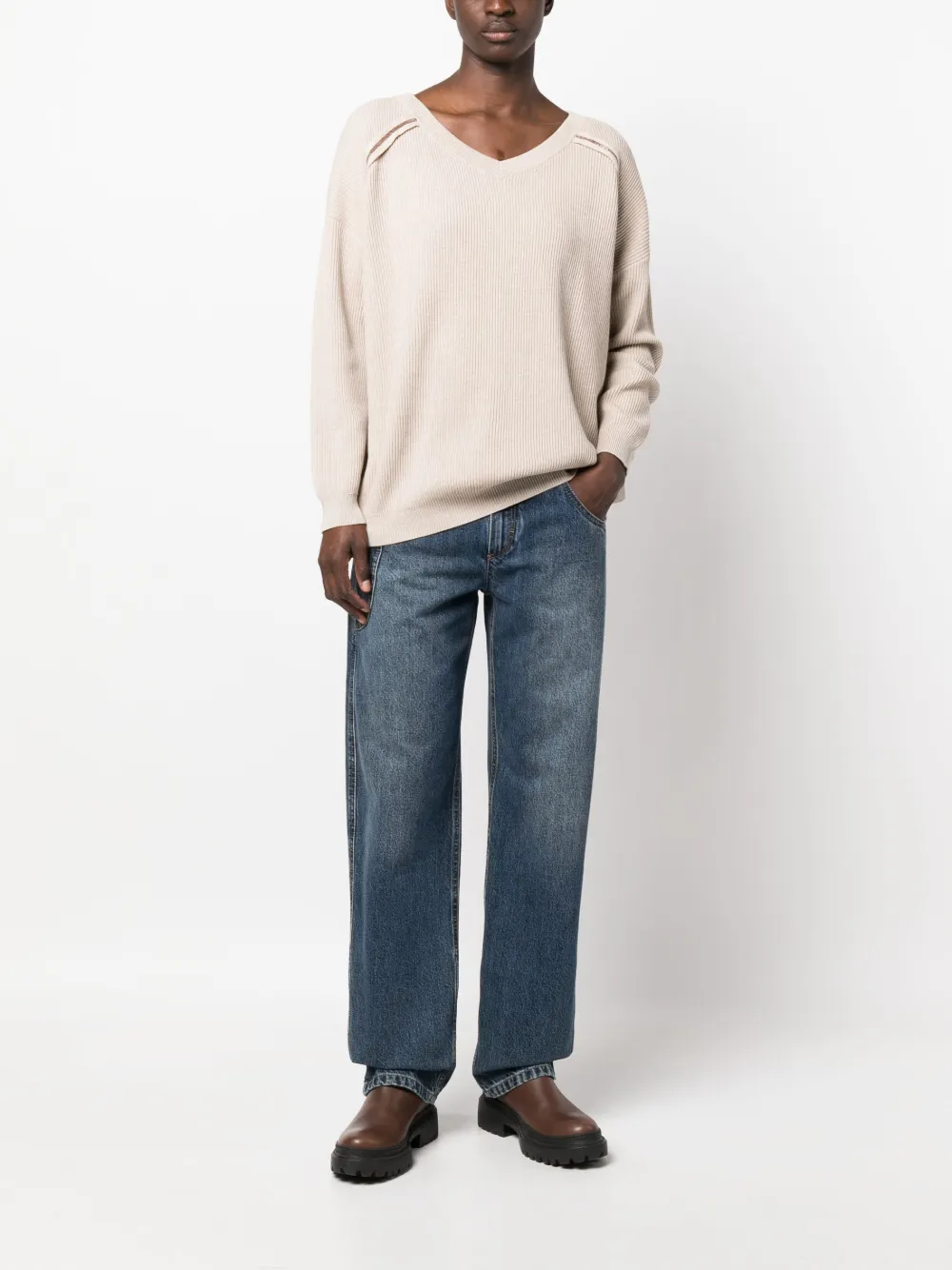 Brunello Cucinelli Gebreide trui - BEIGE
