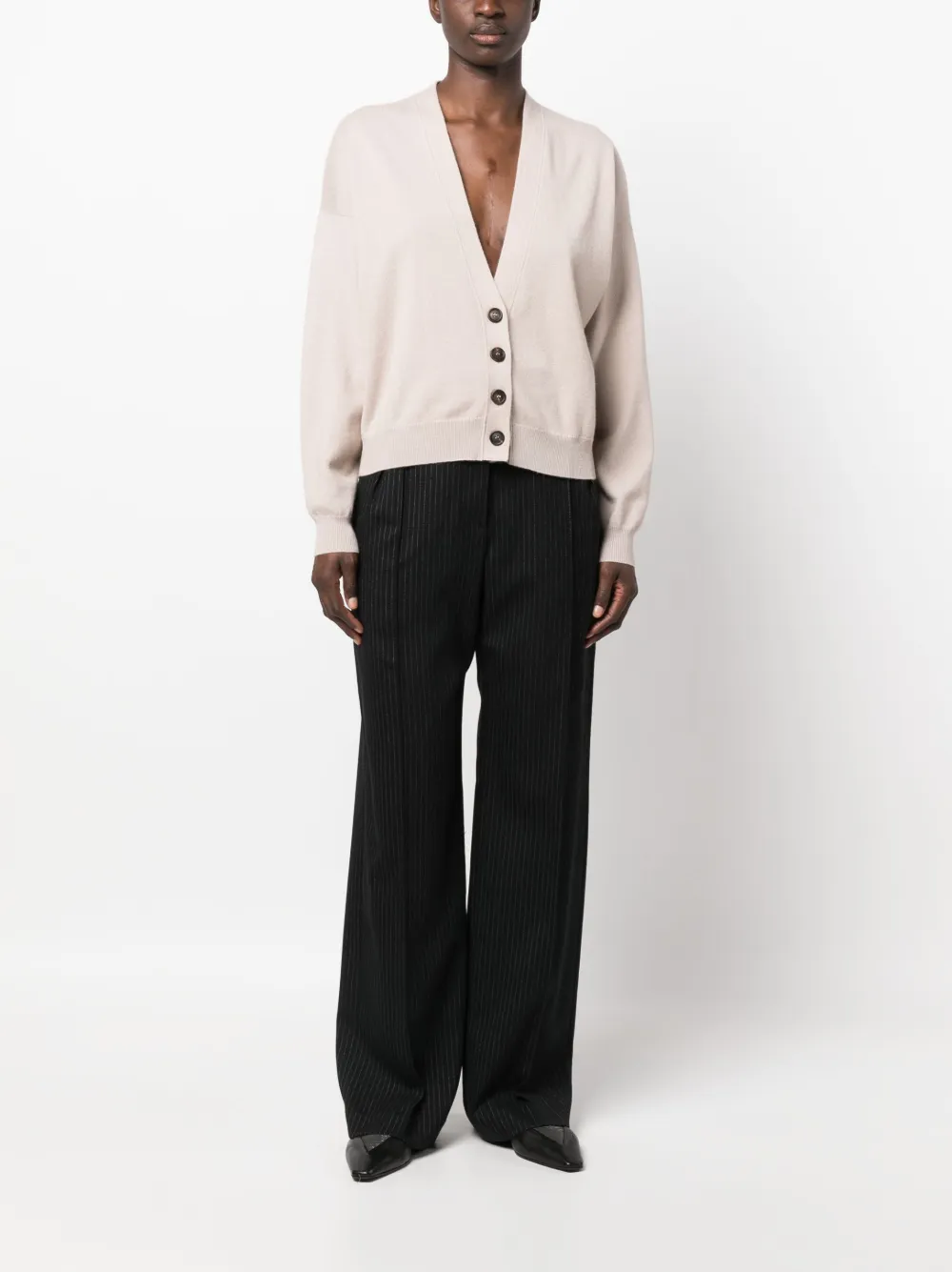 Shop Brunello Cucinelli Straight-leg Pinstripe Trousers In Black