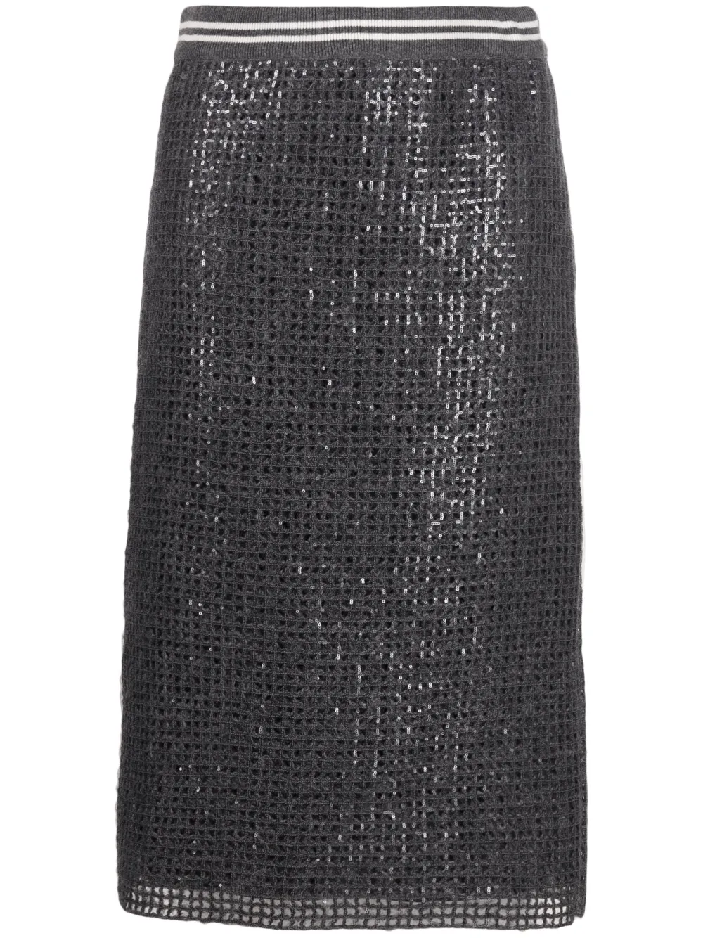 Brunello Cucinelli falda midi bordada con lentejuelas | gris | Image 1