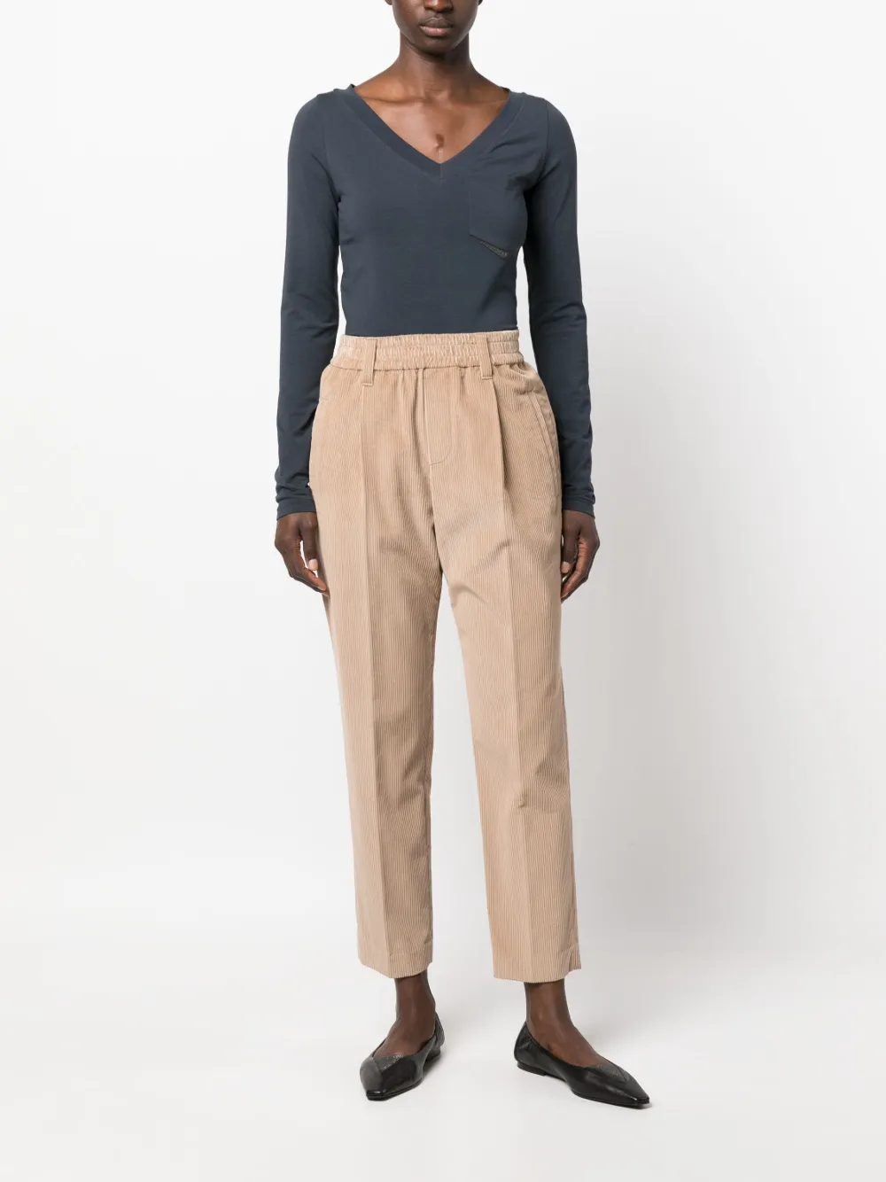 Brunello Cucinelli T-shirt met kralen afwerking - Blauw