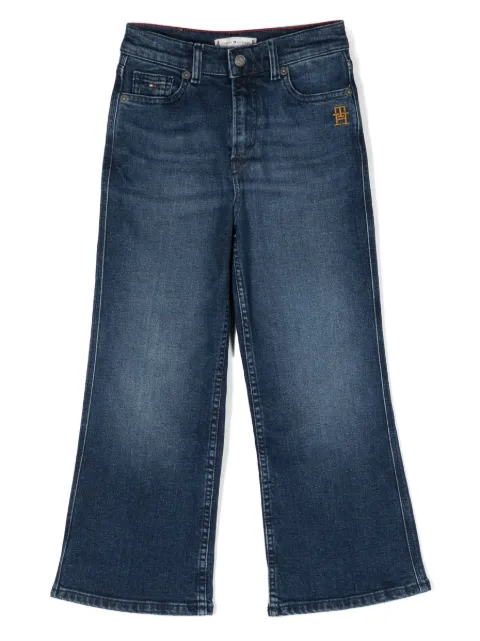 Tommy Hilfiger Junior - wide-leg logo-embroidered jeans