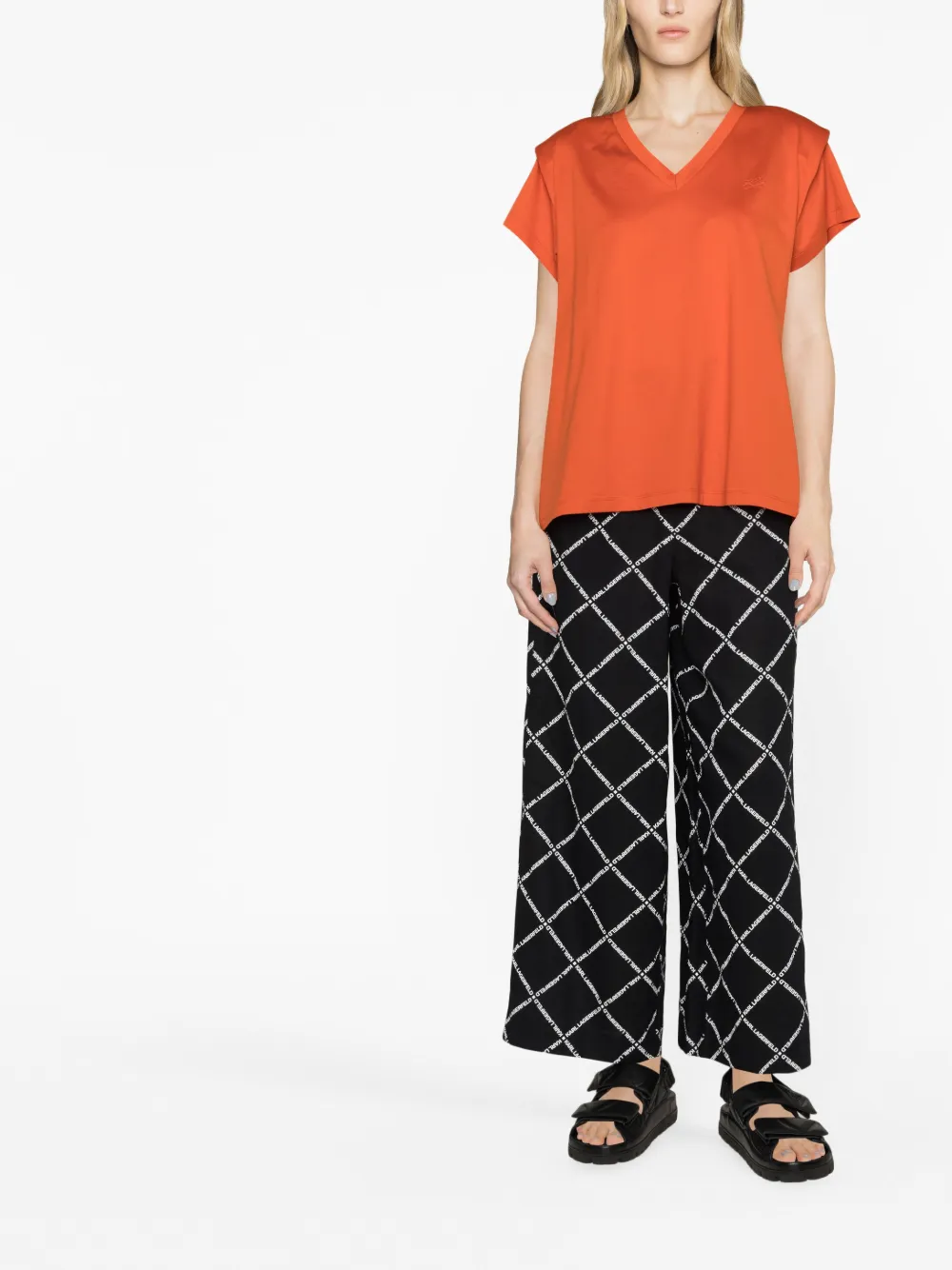 Karl Lagerfeld T-shirt met V-hals - Oranje