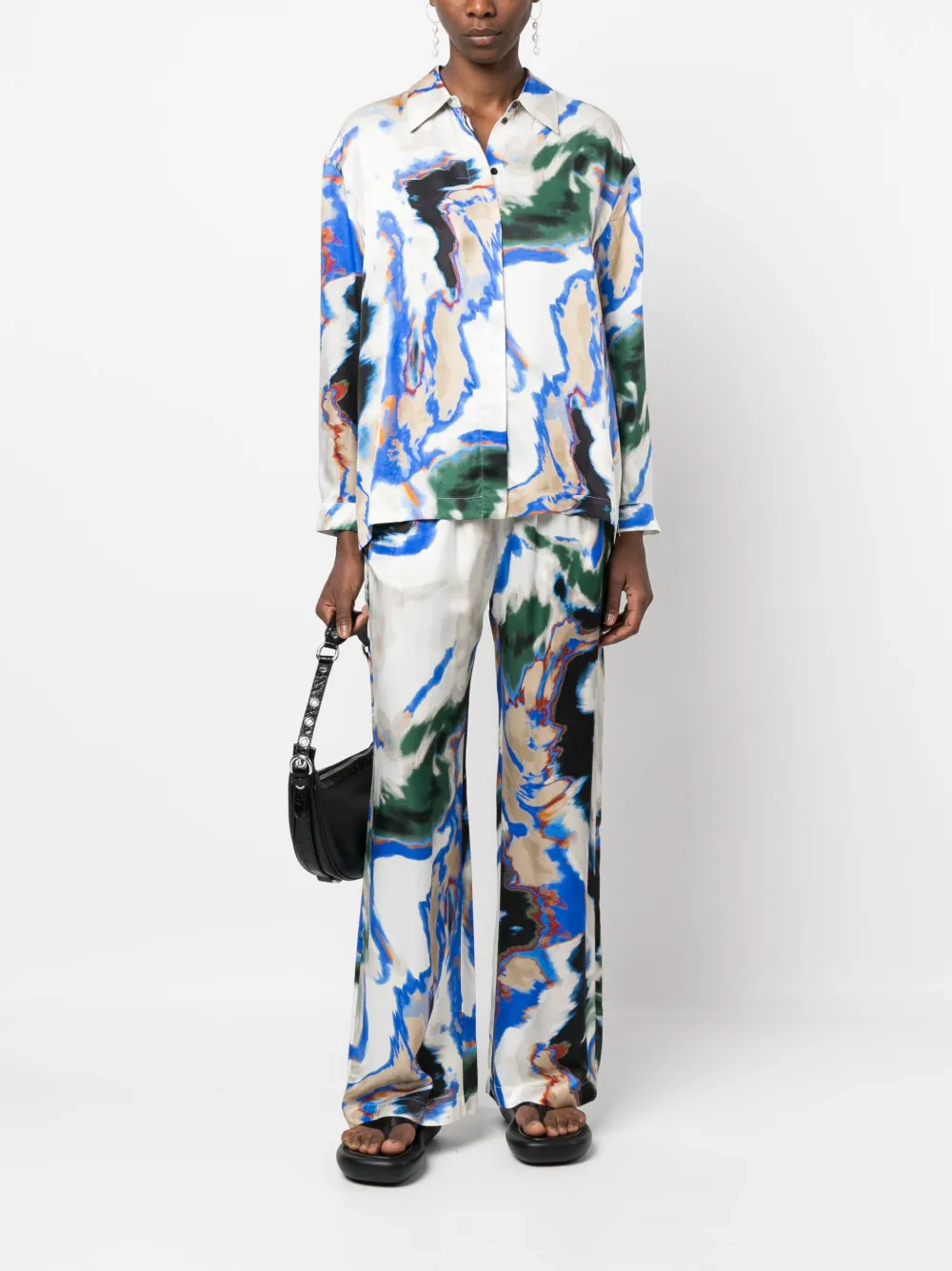 MUNTHE Blouse met abstracte print - Beige