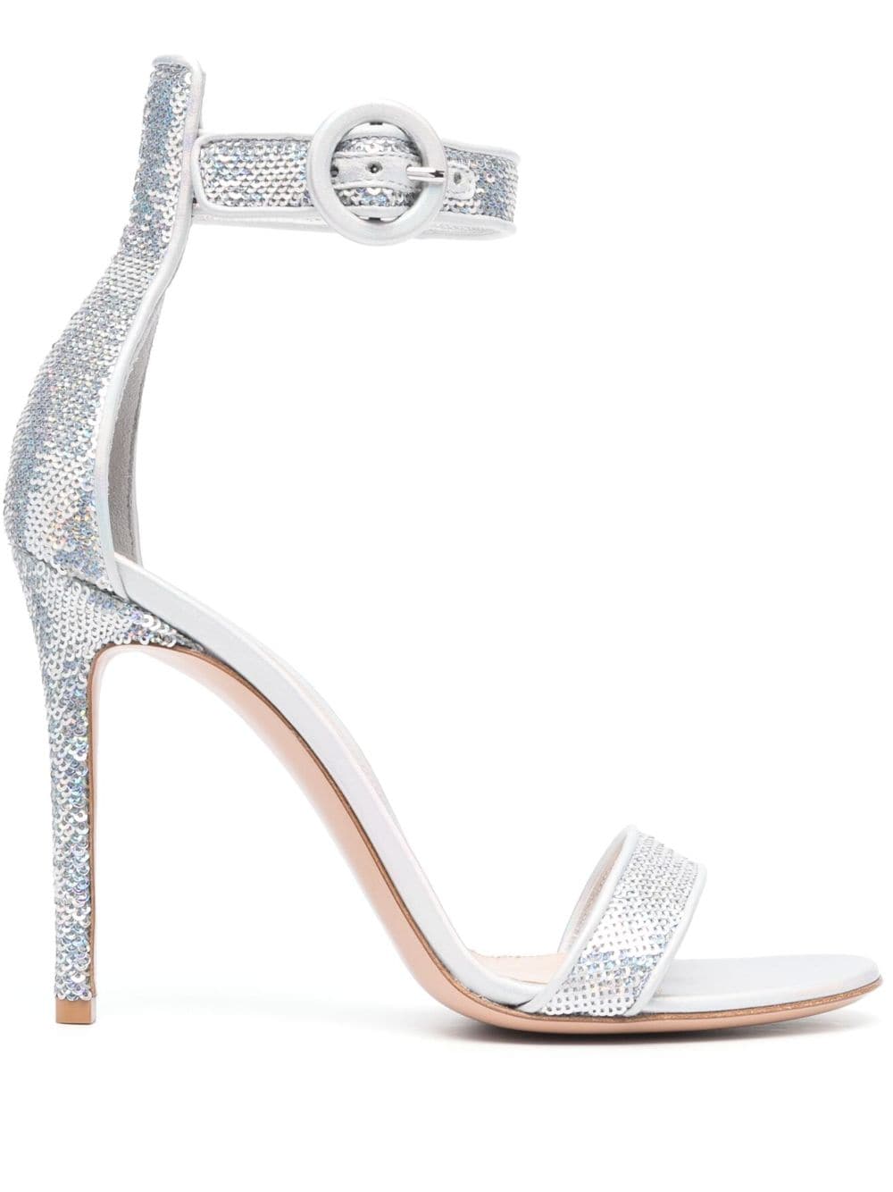 Gianvito Rossi Sequinned Metallic Sandals In Silber