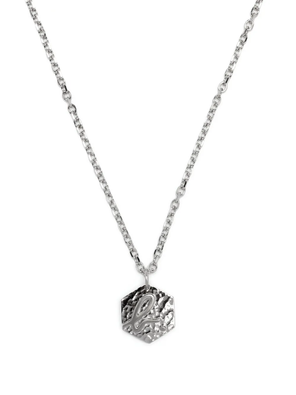 Agnès B. Logo-engraved Necklace In Silver
