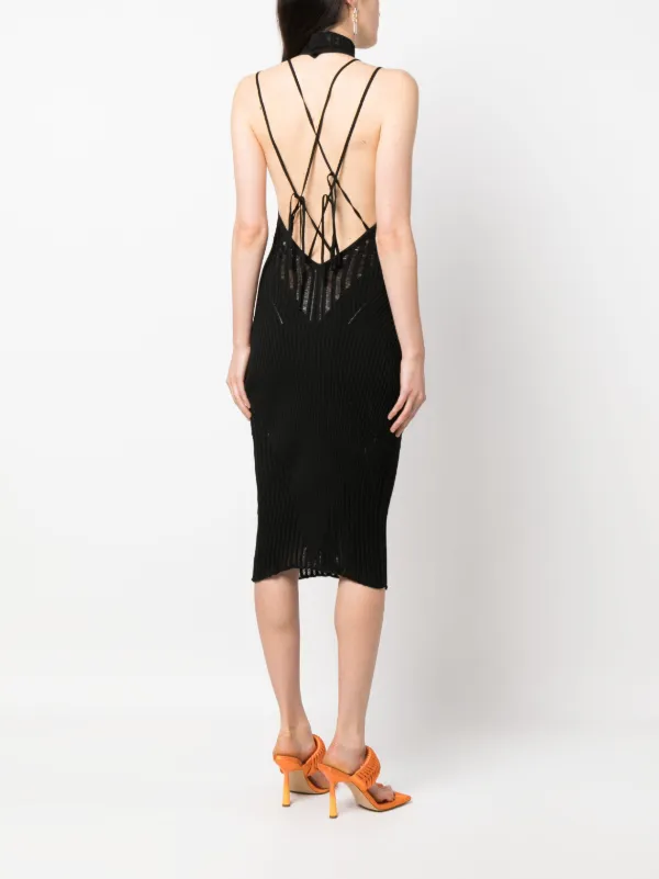 open lace back dress Sandro Rib knitted midi dress