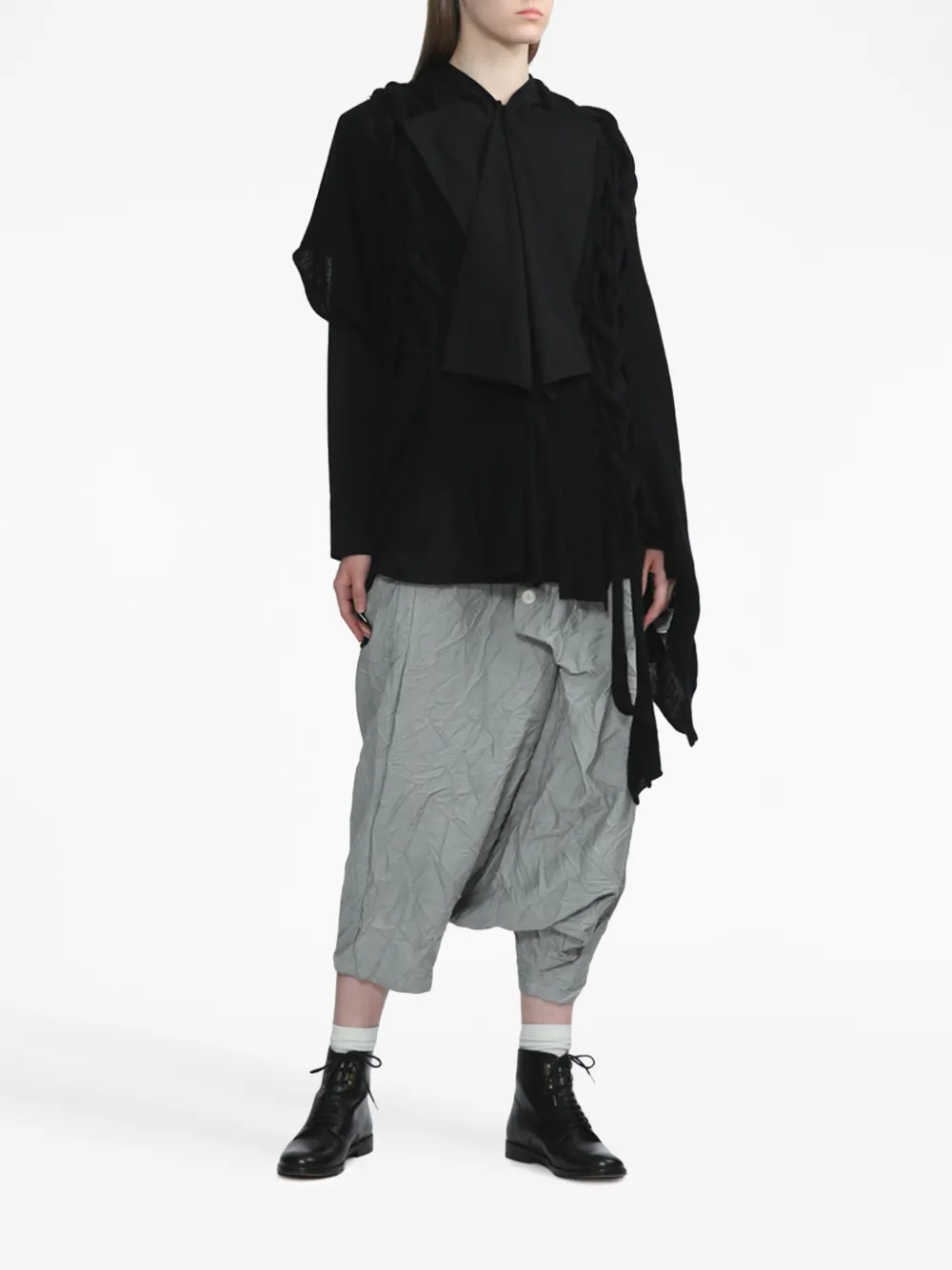 Y's drop-crotch cropped trousers - Grijs