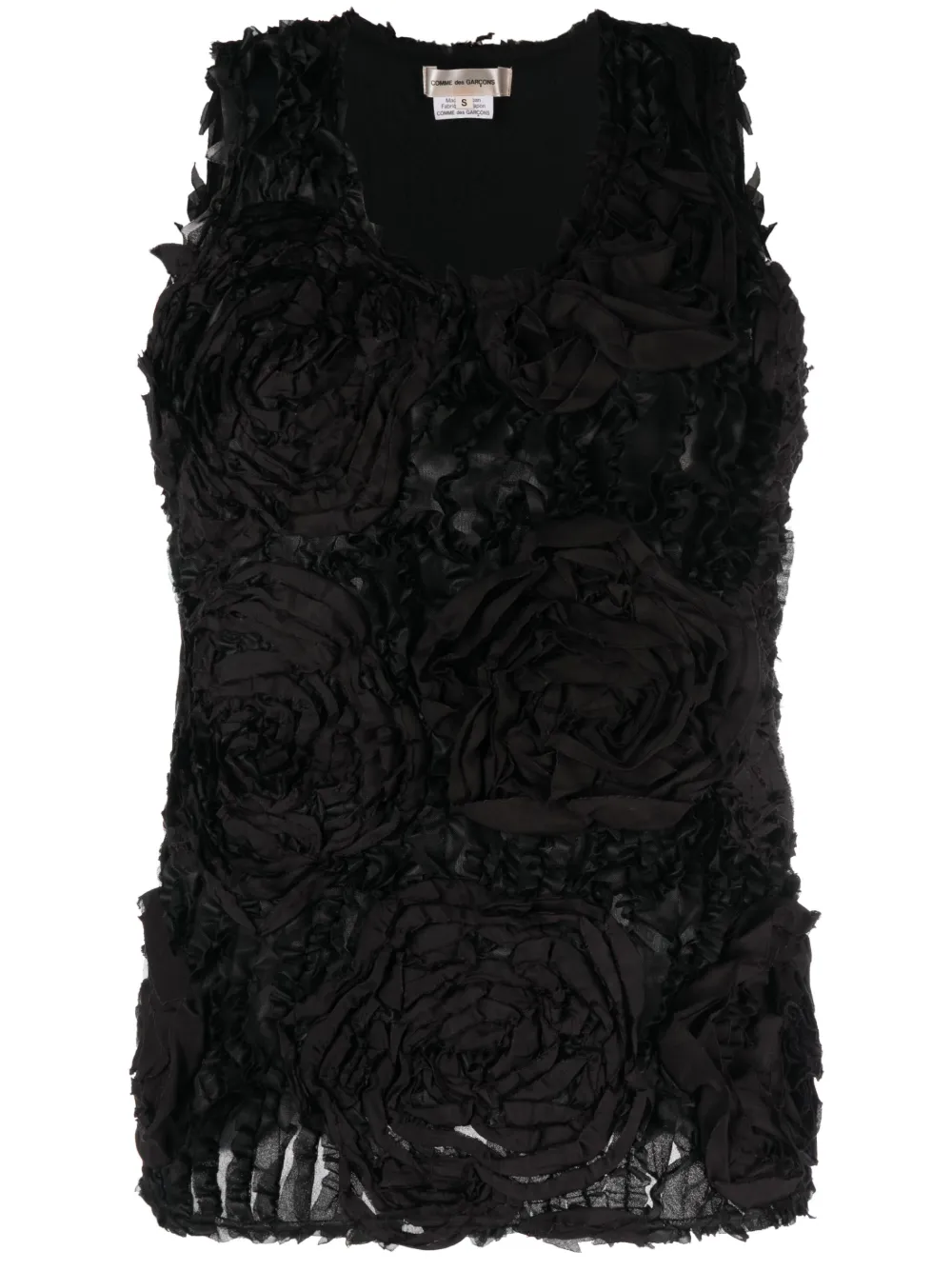 Comme Des Garçons Floral-motif Tank Top In Black