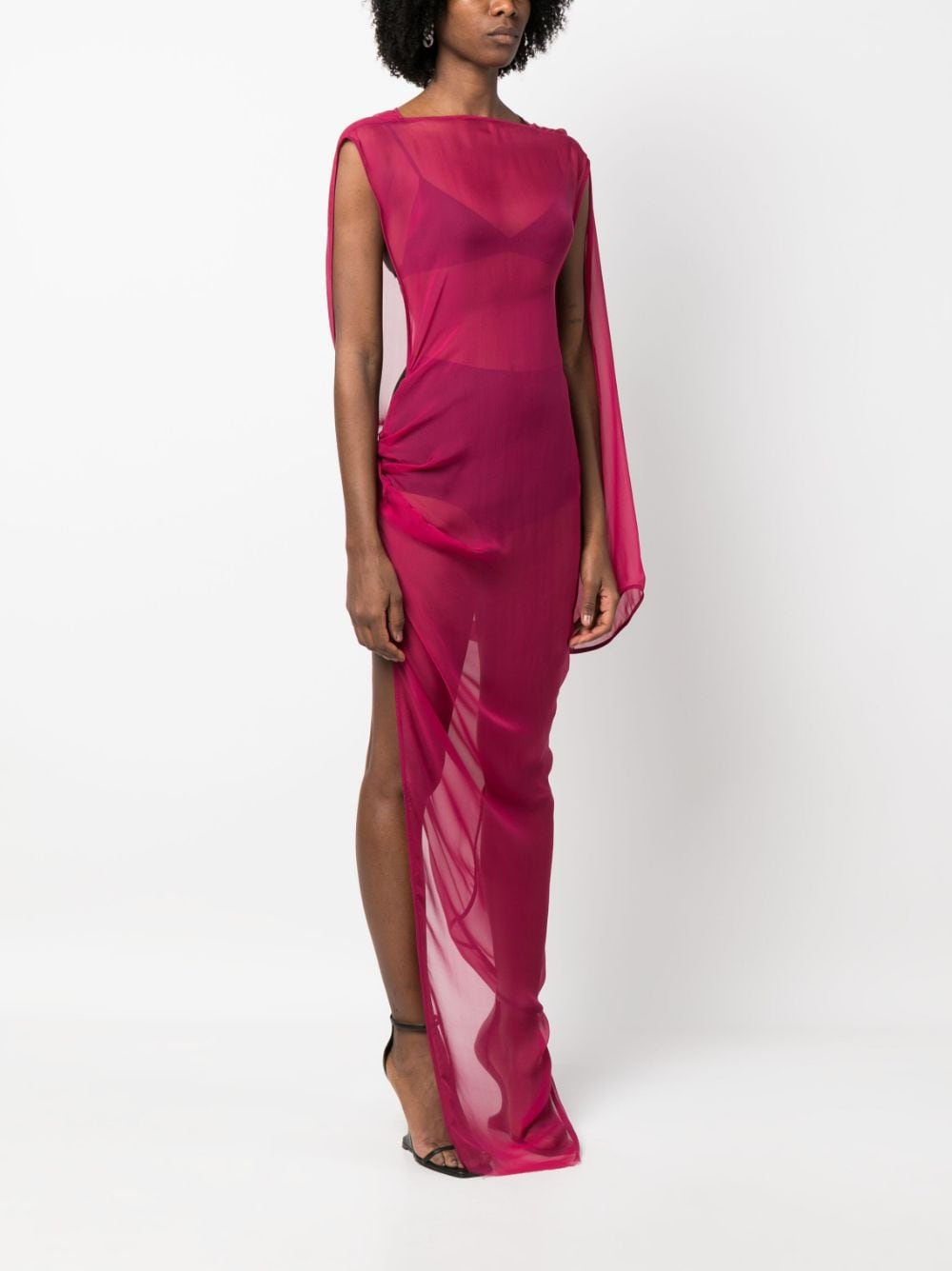 Shop Rick Owens Draped Asymmetric Long Dress In Pink