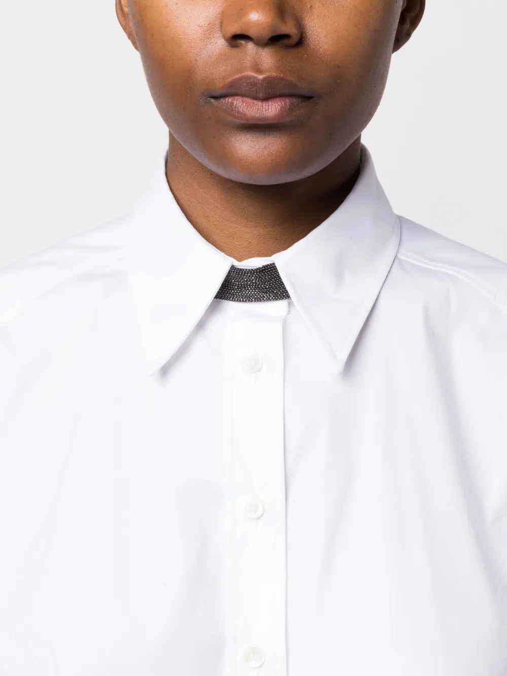 Brunello Cucinelli Cropped Long-sleeve Shirt In White