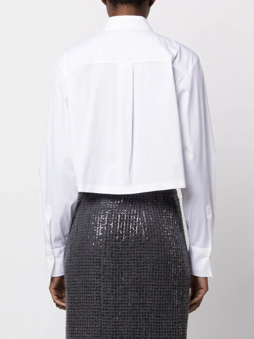 Brunello Cucinelli Cropped Long-sleeve Shirt In White