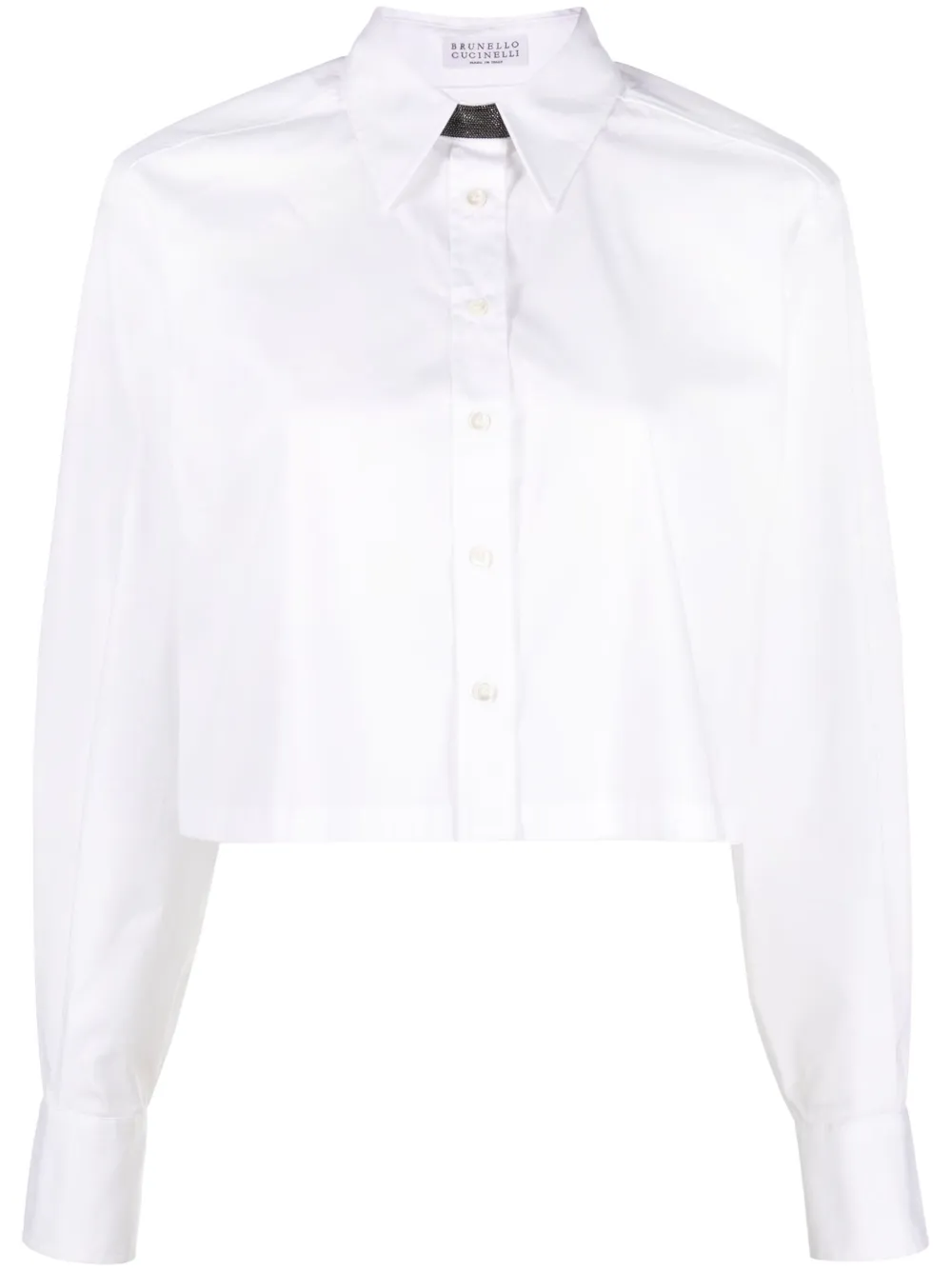 Brunello Cucinelli Cropped Long-sleeve Shirt In White