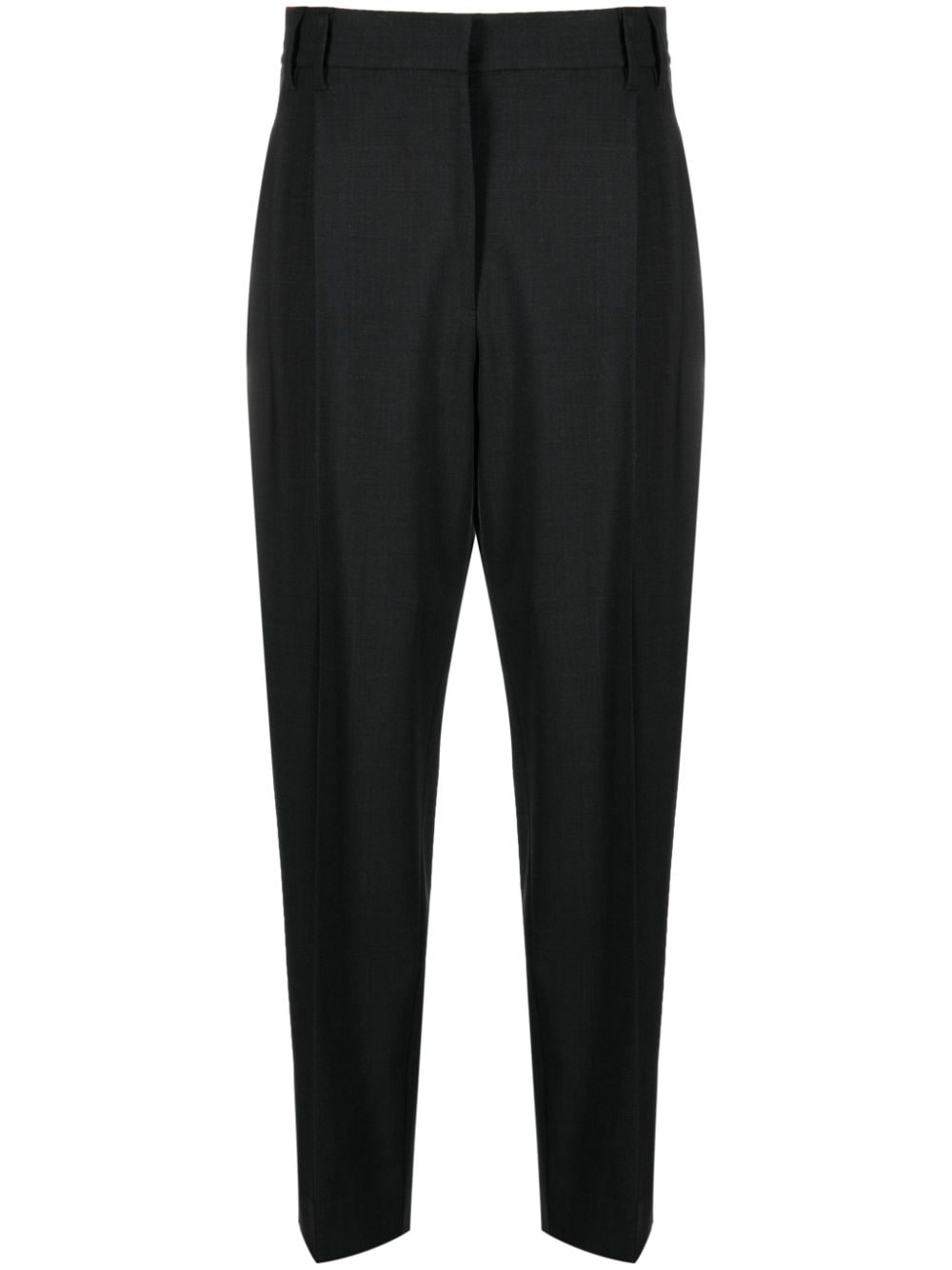 Brunello Cucinelli Cropped Stretch-cotton Tailored Trousers In Black