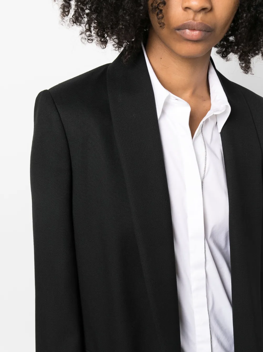 Brunello Cucinelli Shawl Lapels Open-front Blazer In Black