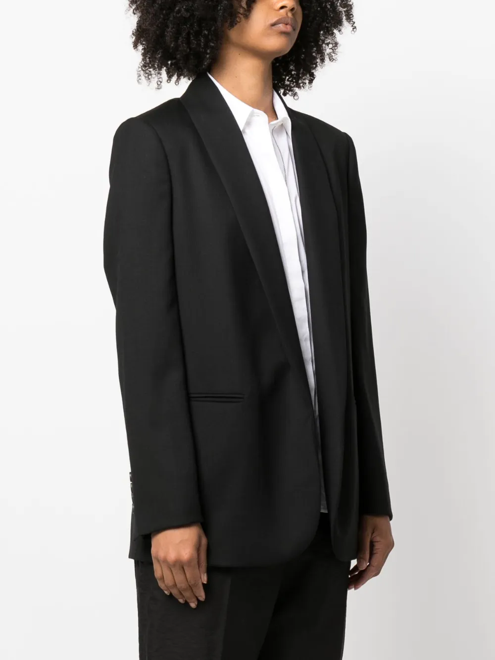 Brunello Cucinelli Shawl Lapels Open-front Blazer In Black