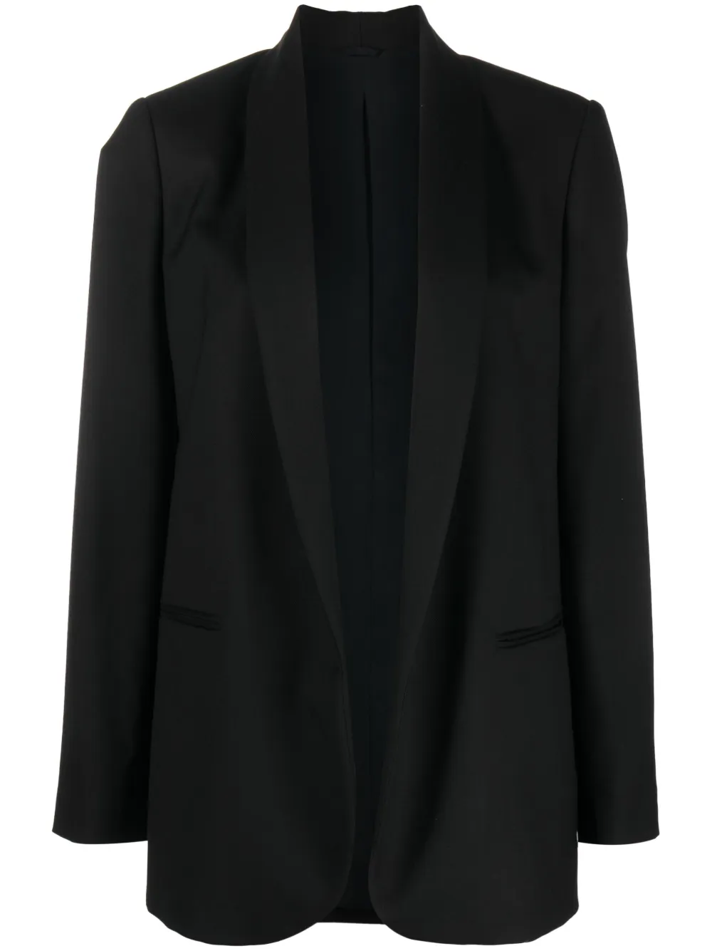 Brunello Cucinelli Shawl Lapels Open-front Blazer In Black