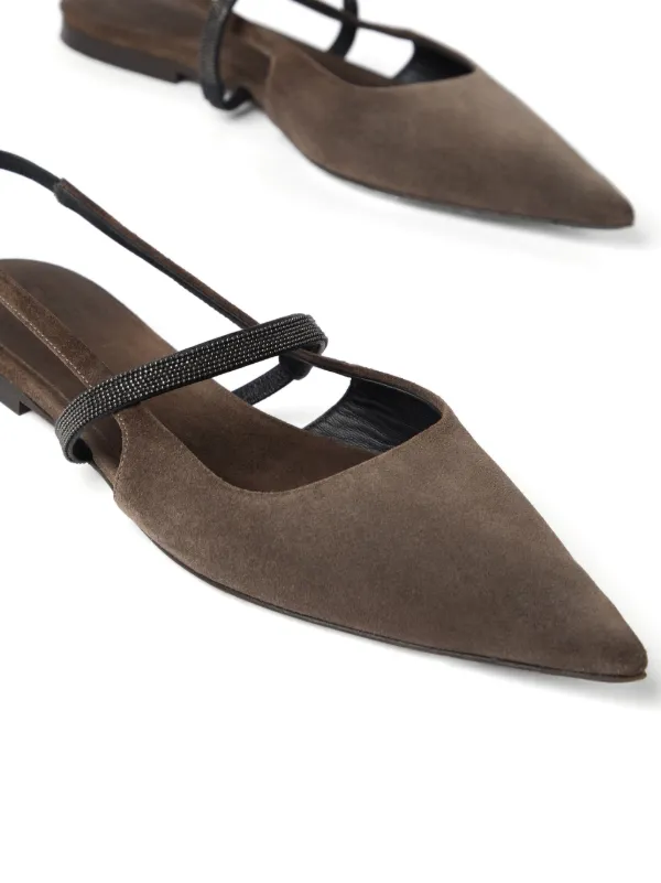 Brunello Cucinelli Suede sling-back Ballerinas | Brown