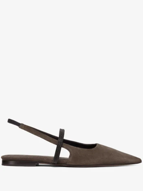 Brunello Cucinelli suede sling-back flats