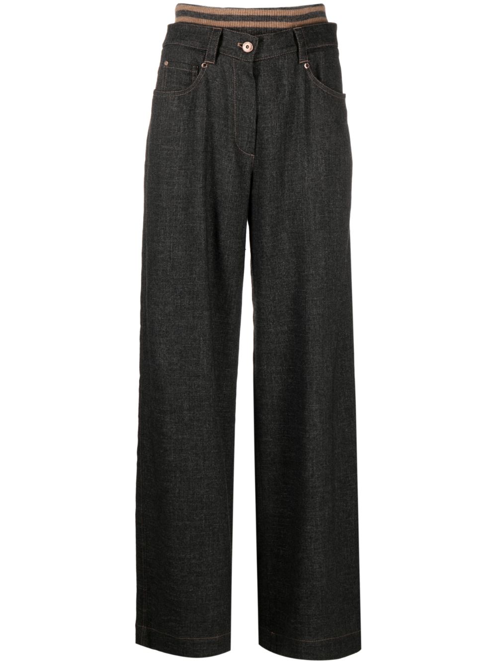 Brunello Cucinelli wide-leg multi-panel trousers - Grey