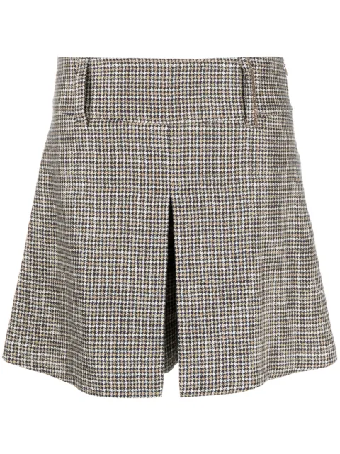 Brunello Cucinelli houndstooth-pattern linen-blend skort