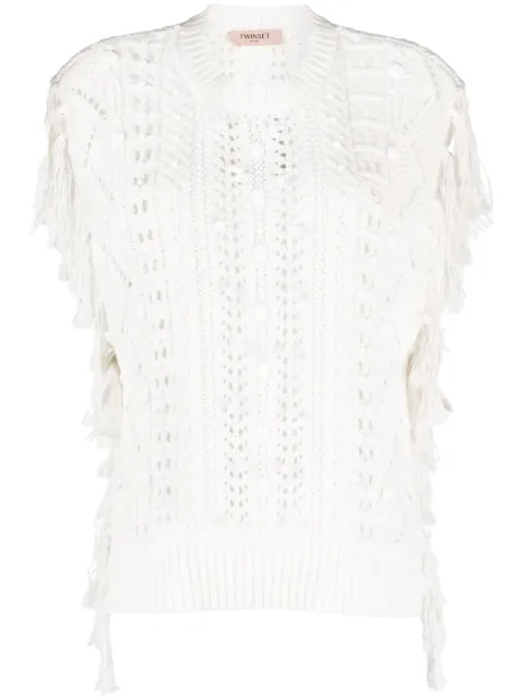 TWINSET chaleco de tejido flojo con flecos