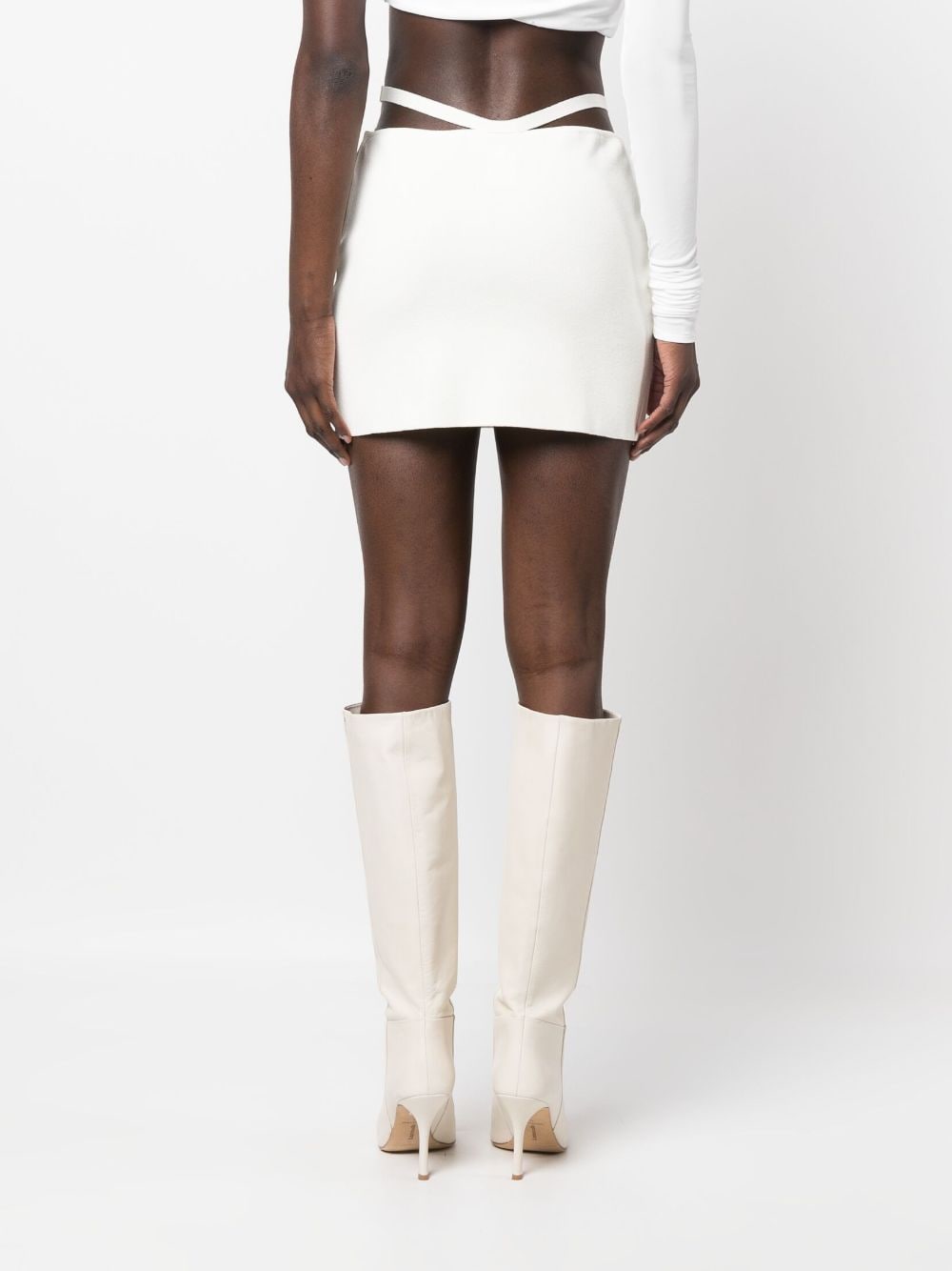 Shop Andreädamo Cut-out Belted Mini Skirt In White