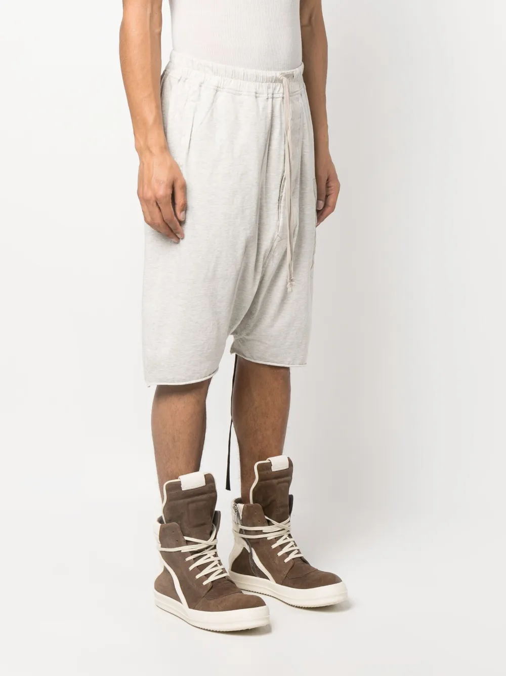 Rick Owens Drop-crotch Drawstring Shorts In Nude