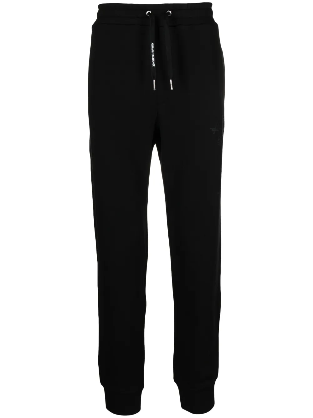 Armani Exchange Drawstring-waist Cotton Track Trousers In Schwarz