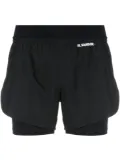 Jil Sander logo-print layered shorts - Black