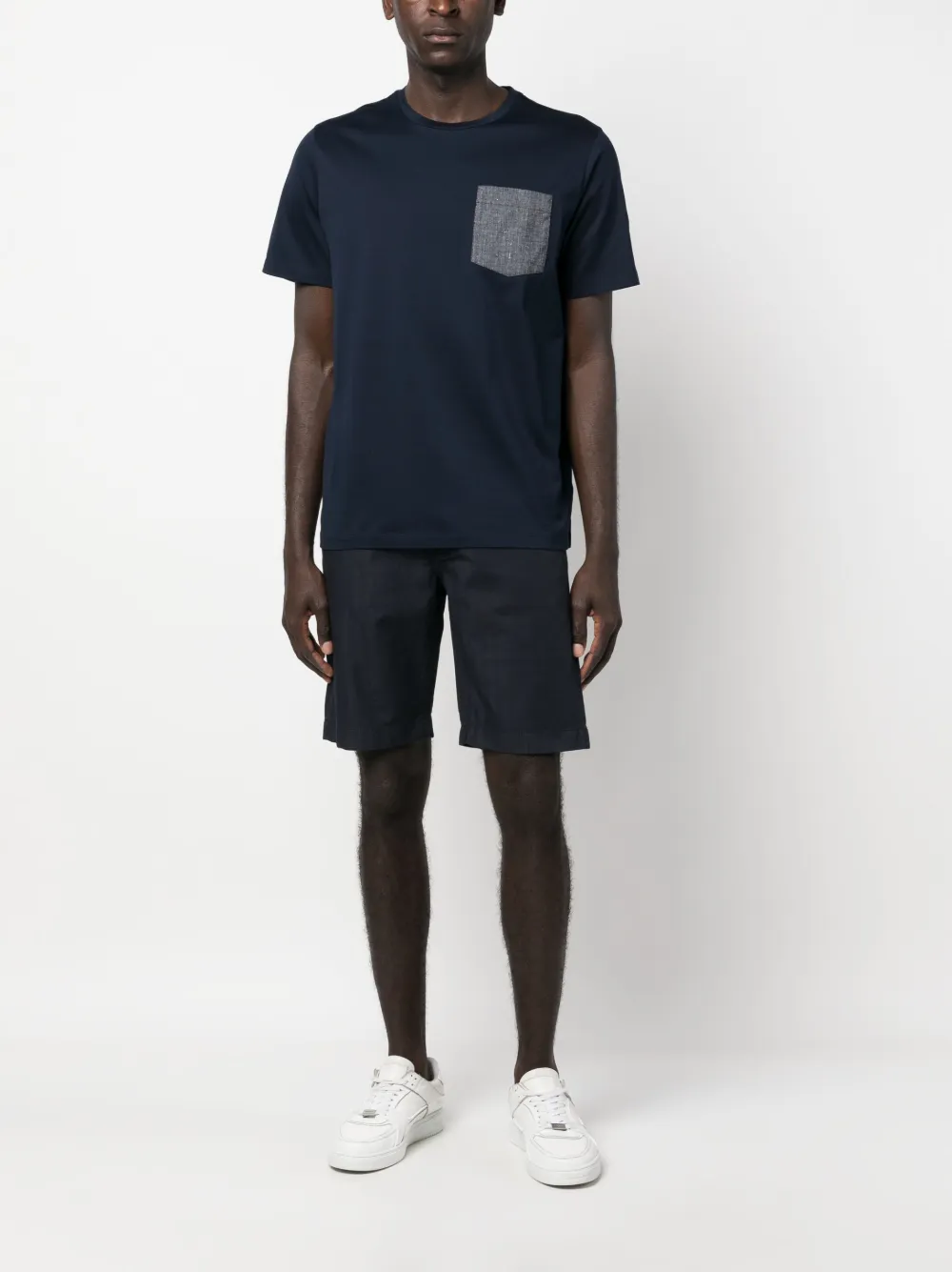 Herno T-shirt met borstzak - Blauw