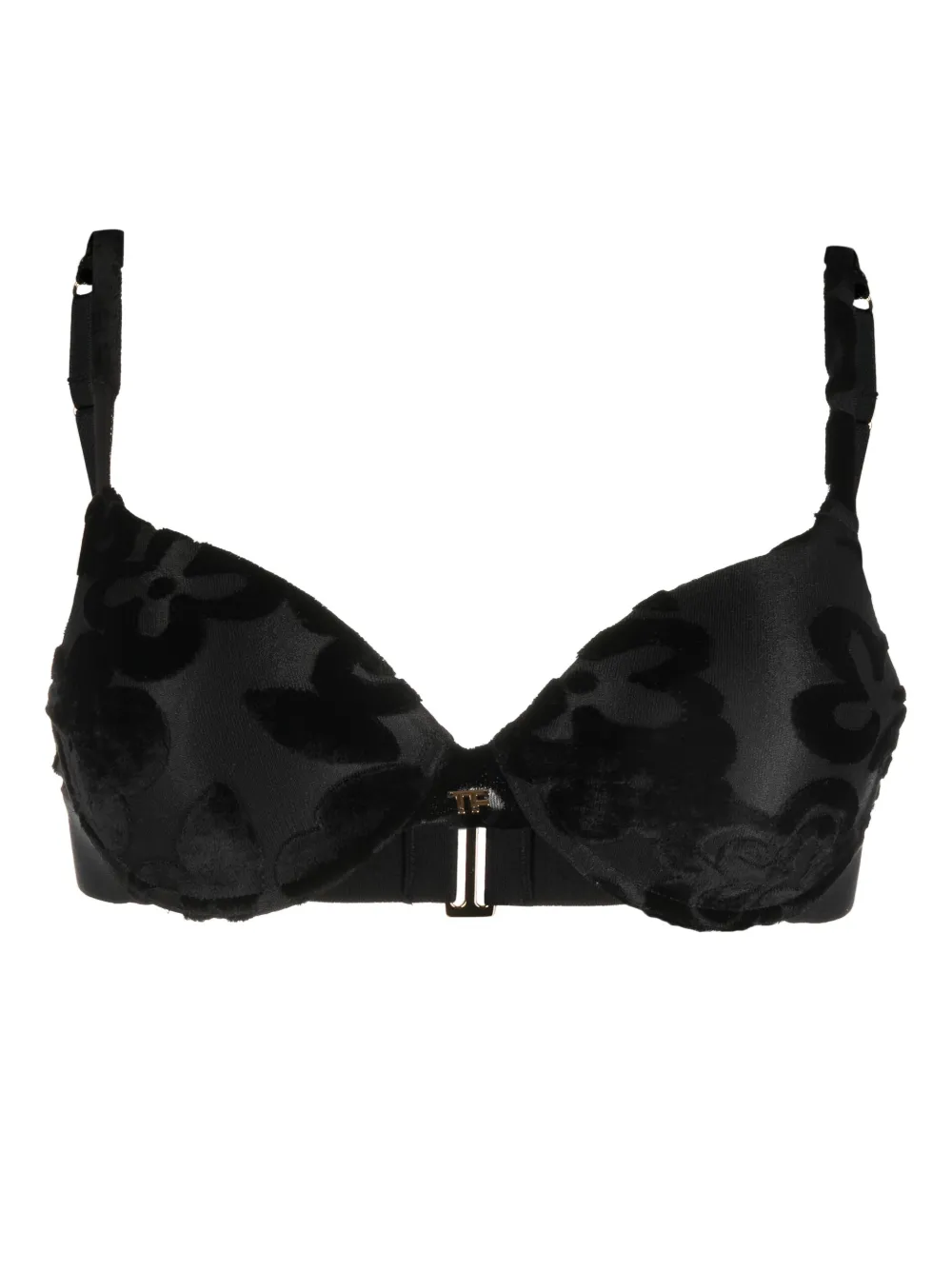 Tom Ford Floral-print Underwire Bra In Black