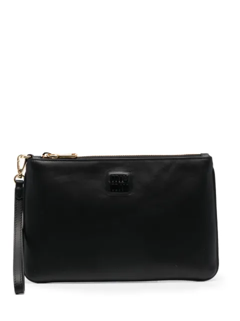 Miu Miu logo-plaque leather clutch bag