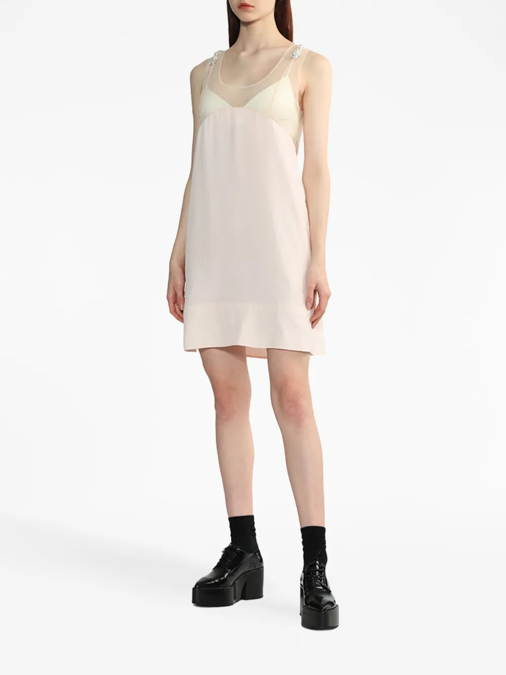 Simone Rocha Pearl-embellished Slip Minidress In Neutrals