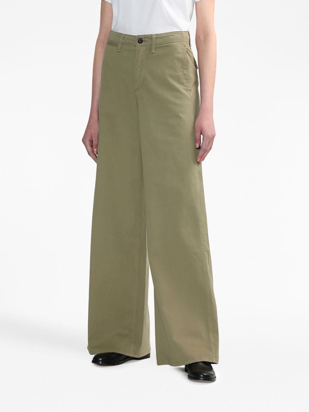 Shop Rag & Bone Wide-leg Stretch-cotton Trousers In Green