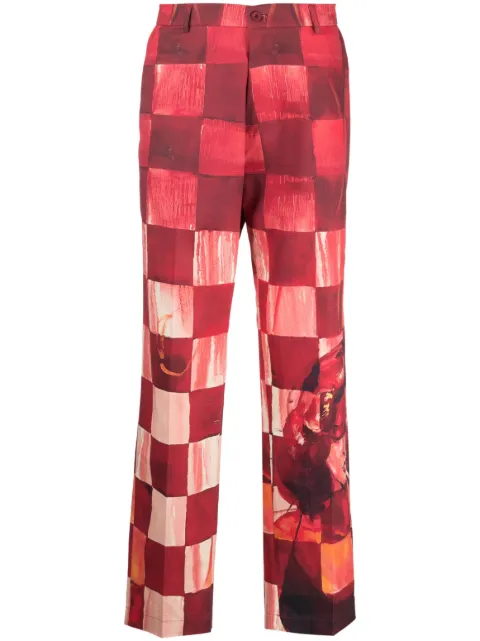 KidSuper chess patchwork cotton corduroy trousers 