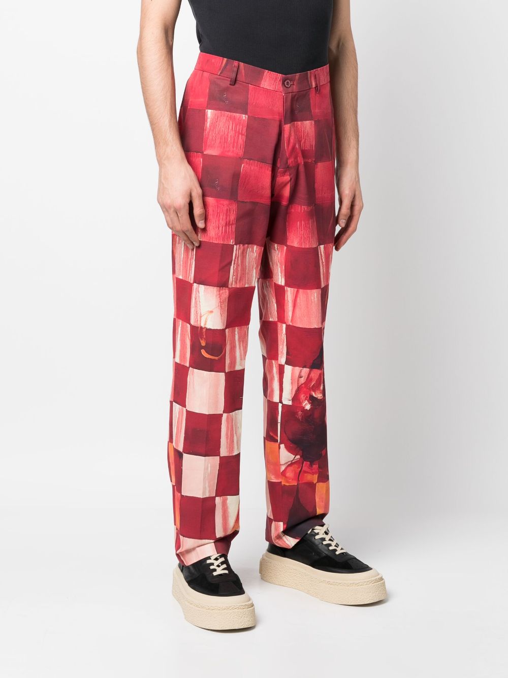 Shop Kidsuper Chess Patchwork Cotton Corduroy Trousers In Red