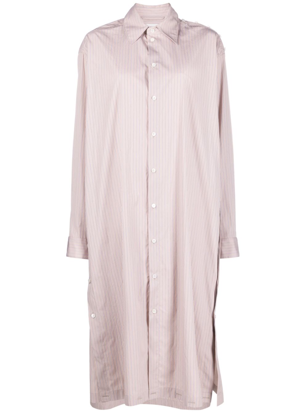 Shop Lemaire Striped Shirt Dress In Nude