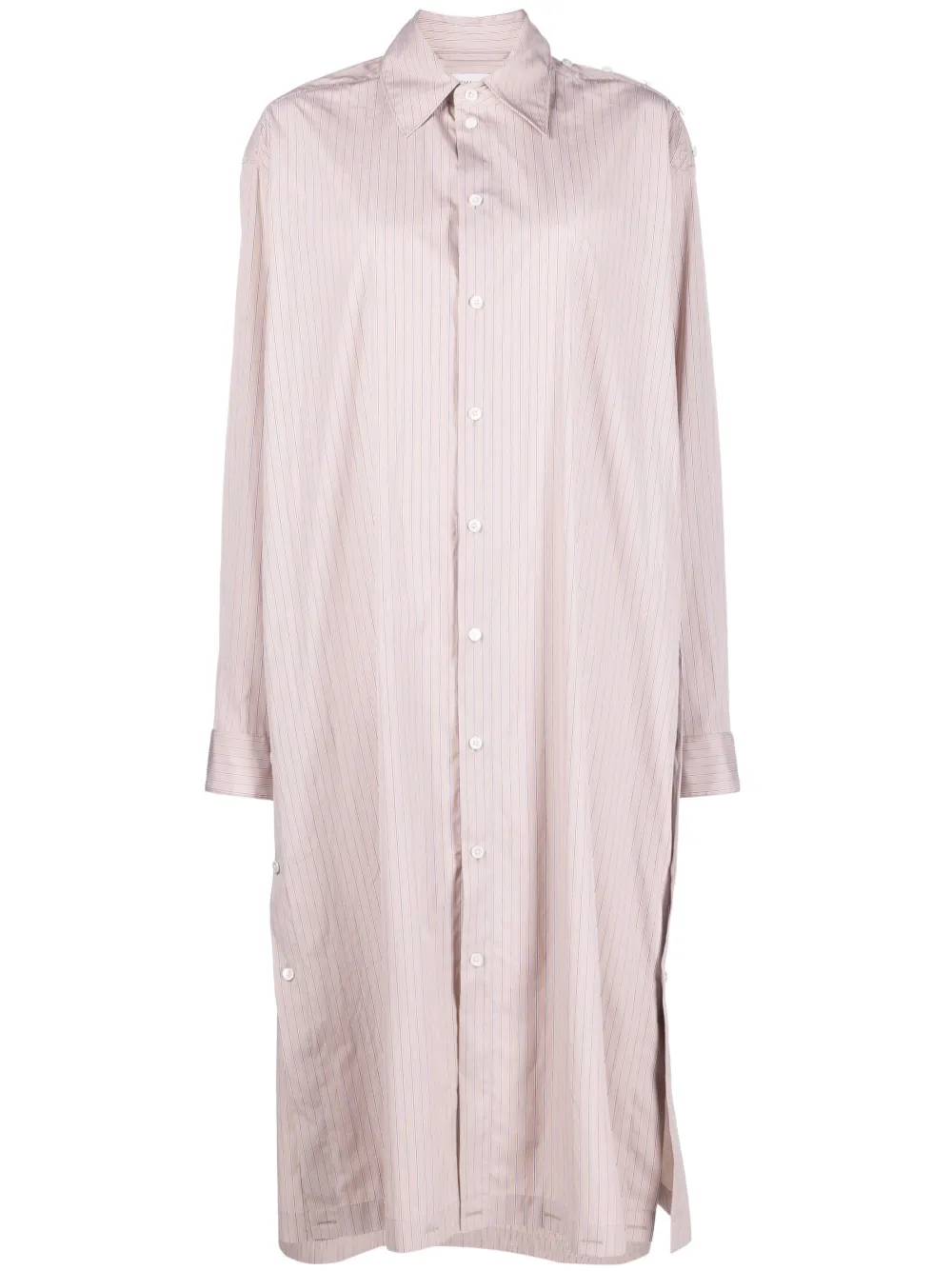 Shop Lemaire Striped Shirt Dress In Nude