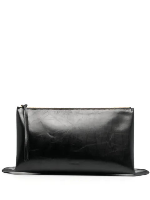 Jil Sander debossed-logo leather clutch