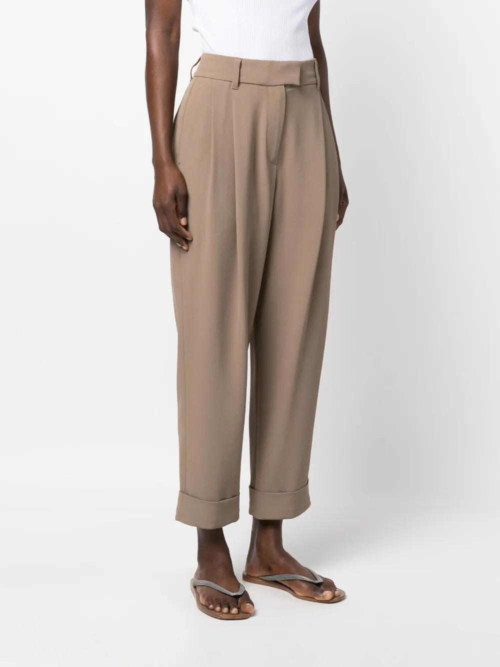 Brunello Cucinelli Cropped Tailored Trousers In Neutrals